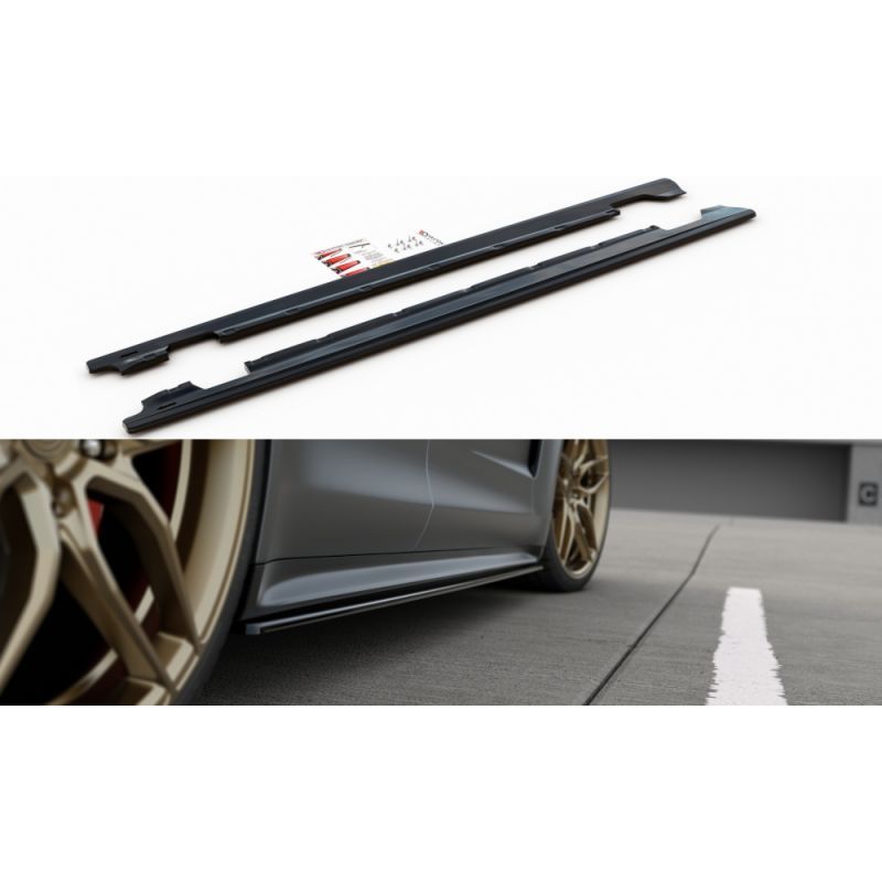 Maxton Side Skirts Diffusers Porsche Panamera GTS 971 Gloss Black, Panamera