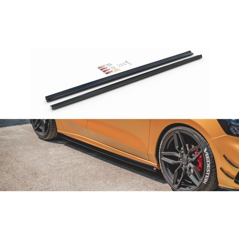 Maxton Side Skirts Diffusers V.5 Ford Focus ST / ST-Line Mk4 Gloss Black, FORD