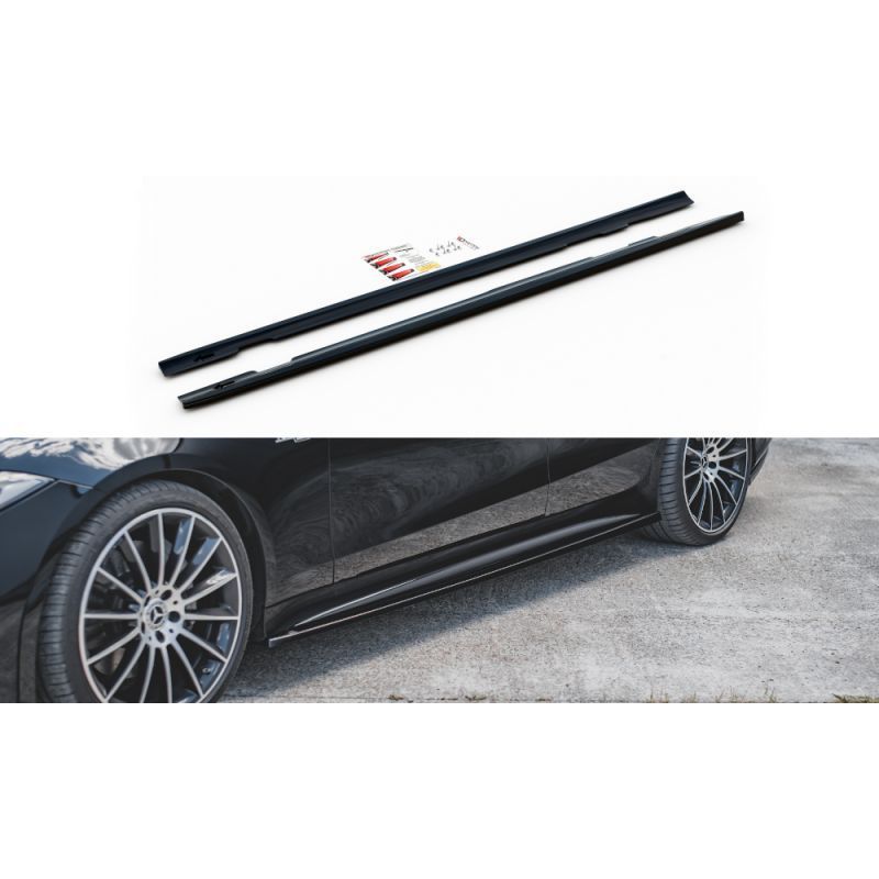 Maxton Side Skirts Diffusers Mercedes-Benz CLS AMG-Line / 53AMG C257 Gloss Black, MERCEDES