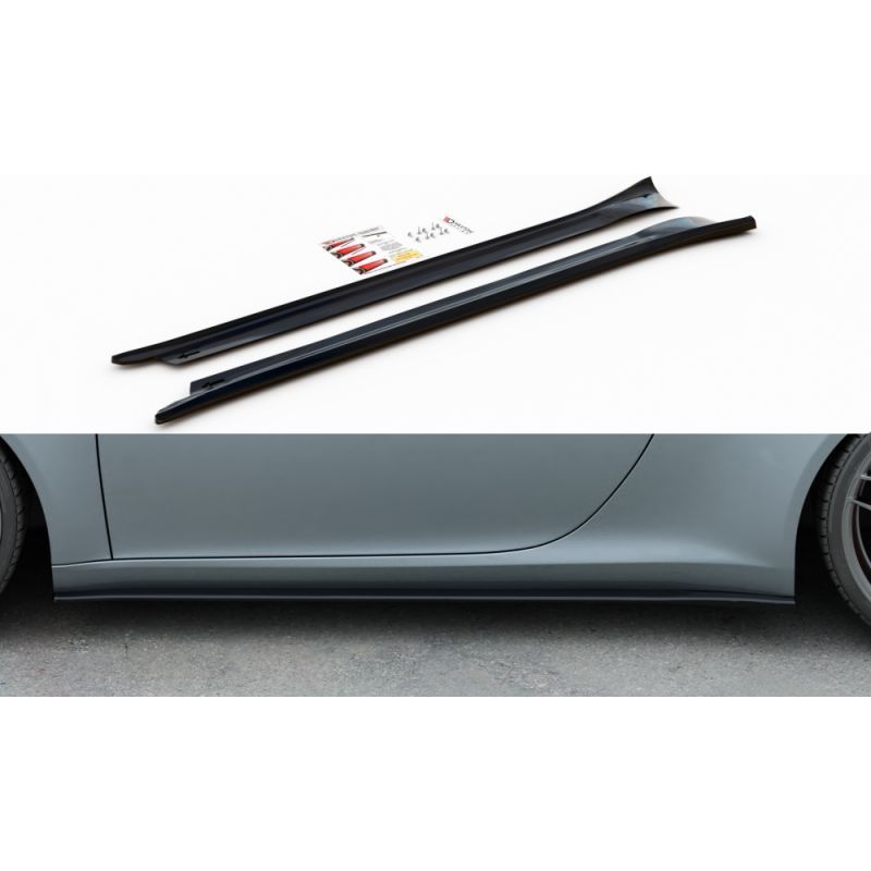 Maxton Side Skirts Diffusers Porsche 911 Carrera 991 Gloss Black, 991