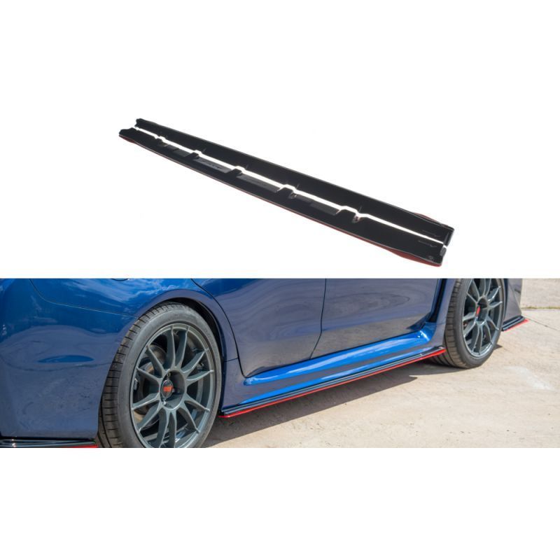 Maxton SIDE SKIRTS DIFFUSERS V.2 SUBARU WRX STI Gloss Black + Red, MAXTON DESIGN