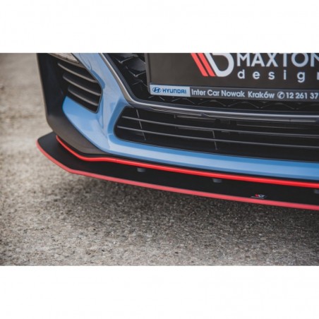 Maxton Racing Durability Front Splitter + Flaps Hyundai I30 N Mk3 Hatchback / Fastback Black + Gloss Flaps , Hyundai