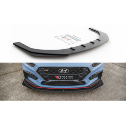 Maxton Racing Durability Front Splitter + Flaps Hyundai I30 N Mk3 Hatchback / Fastback Black-Red + Gloss Flaps, HYI303NCNC-FD2BR