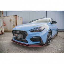 Maxton Racing Durability Front Splitter + Flaps Hyundai I30 N Mk3 Hatchback / Fastback Black-Red + Gloss Flaps, Hyundai