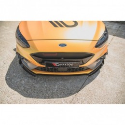 Maxton Racing Durability Front Splitter + Flaps Ford Focus ST / ST-Line Mk4 Black-Red + Gloss Flaps, FORD