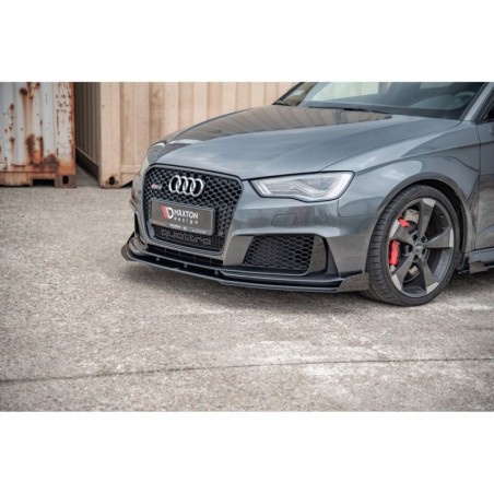 Maxton Racing Durability Front Splitter + Flaps Audi RS3 8V Sportback Black-Red + Gloss Flaps, A3/S3/RS3 8V