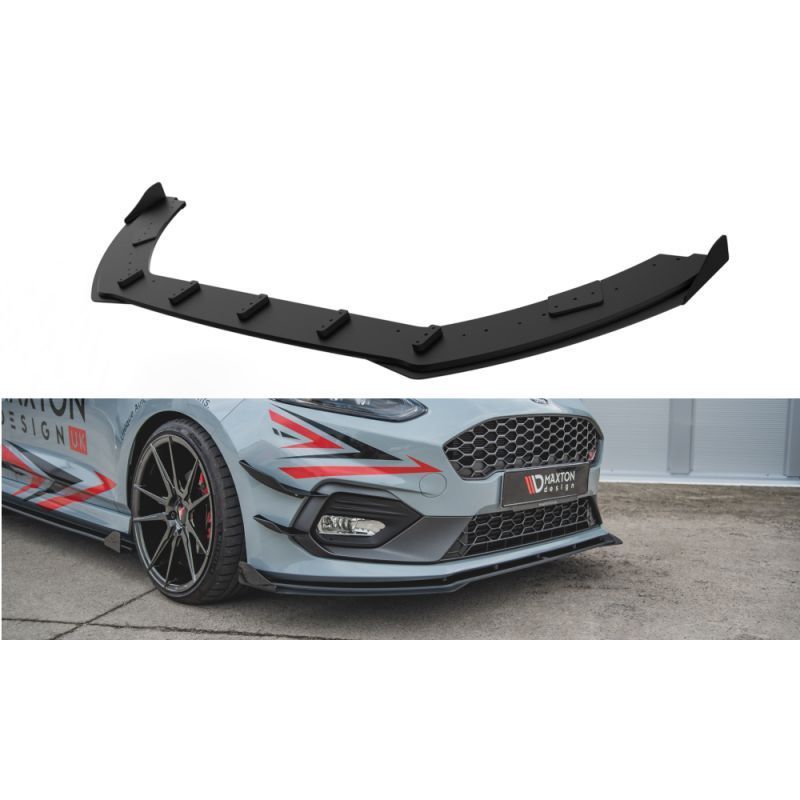 Maxton Racing Durability Front Splitter + Flaps Ford Fiesta Mk8 ST / ST-Line Black + Gloss Flaps , FORD