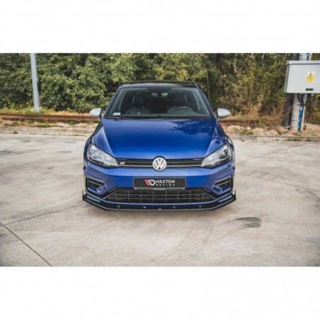 Maxton Racing Durability Front Splitter + Flaps VW Golf 7 R / R-Line Facelift Black-Red + Gloss Flaps, Golf 7