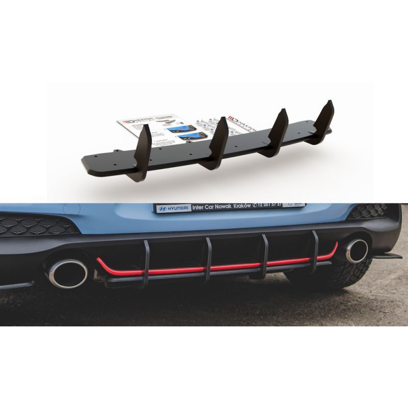 Maxton Racing Durability Rear Diffuser V.1 Hyundai I30 N Mk3 Hatchback Black, Hyundai