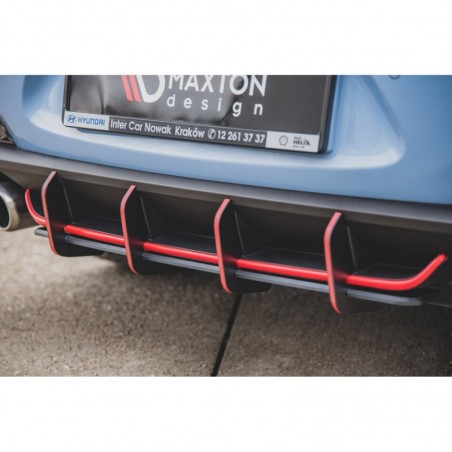 Maxton Racing Durability Rear Diffuser V.1 Hyundai I30 N Mk3 Hatchback Black-Red, Hyundai