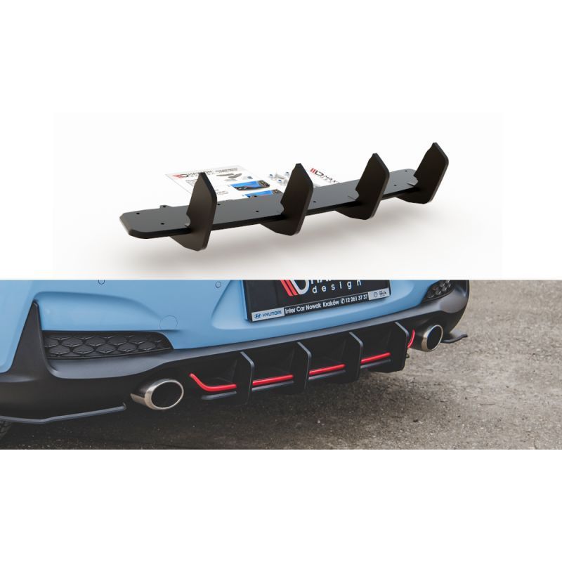 Maxton Racing Durability Rear Diffuser V.2 Hyundai I30 N Mk3 Hatchback Black, Hyundai