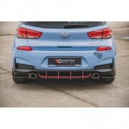 Maxton Racing Durability Rear Diffuser V.2 Hyundai I30 N Mk3 Hatchback Black-Red, Hyundai