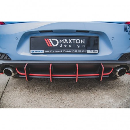 Maxton Racing Durability Rear Diffuser V.2 Hyundai I30 N Mk3 Hatchback Black-Red, Hyundai