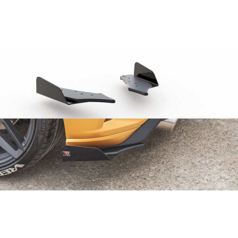 Maxton Racing Durability Rear Side Splitters + Flaps Ford Focus ST Mk4 Black + Gloss Flaps , FORD