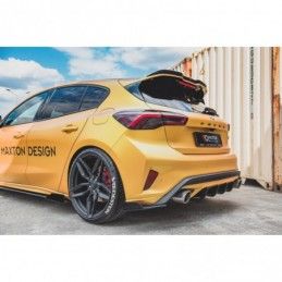 Maxton Racing Durability Rear Side Splitters + Flaps Ford Focus ST Mk4 Black + Gloss Flaps , FORD