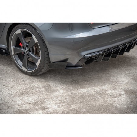 Maxton Racing Durability Rear Side Splitters + Flaps Audi RS3 8V Sportback Black + Gloss Flaps , A3/S3/RS3 8V
