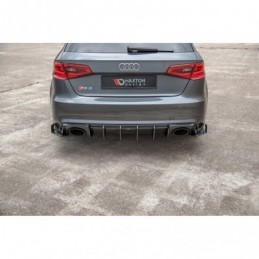 Maxton Racing Durability Rear Side Splitters + Flaps Audi RS3 8V Sportback Black-Red + Gloss Flaps, A3/S3/RS3 8V