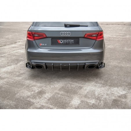 Maxton Racing Durability Rear Side Splitters + Flaps Audi RS3 8V Sportback Black-Red + Gloss Flaps, A3/S3/RS3 8V