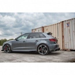 Maxton Racing Durability Rear Side Splitters + Flaps Audi RS3 8V Sportback Black-Red + Gloss Flaps, A3/S3/RS3 8V