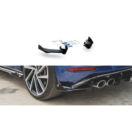 Maxton Racing Durability Rear Side Splitters + Flaps VW Golf 7 R Facelift Black + Gloss Flaps , Golf 7