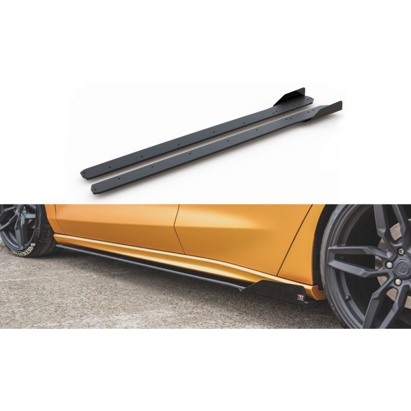 Maxton Racing Durability Side Skirts Diffusers + Flaps Ford Focus ST / ST-Line Mk4 Black + Gloss Flaps , FORD