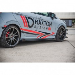 Maxton Racing Durability Side Skirts Diffusers + Flaps Ford Fiesta Mk8 ST / ST-Line Black-Red + Gloss Flaps, FORD