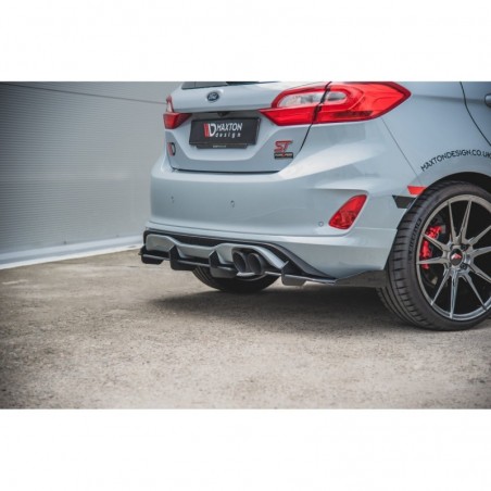 Maxton Racing Durability Rear Valance + Flaps Ford Fiesta Mk8 ST Black-Red + Gloss Flaps, FORD