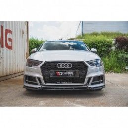 Maxton Front Splitter V.3 Audi S3 / A3 S-Line 8V FL Sedan Gloss Black, A3/S3/RS3 8V