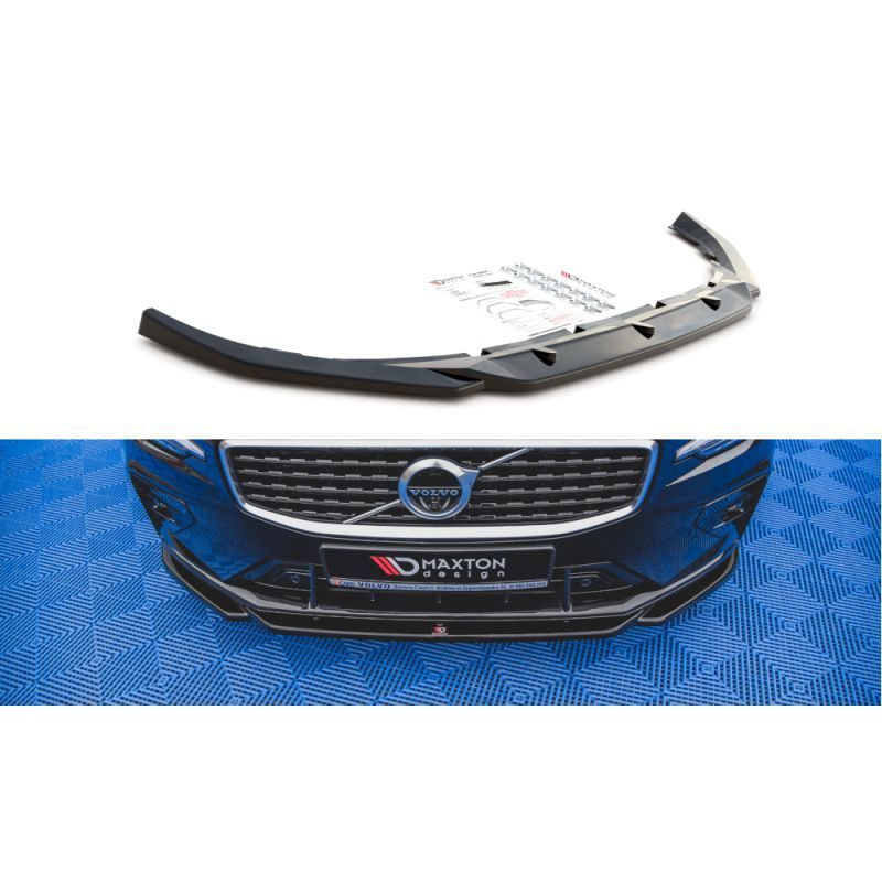 Maxton Front Splitter V.2 Volvo S60/V60 R-Design Mk3 Gloss Black, MAXTON DESIGN