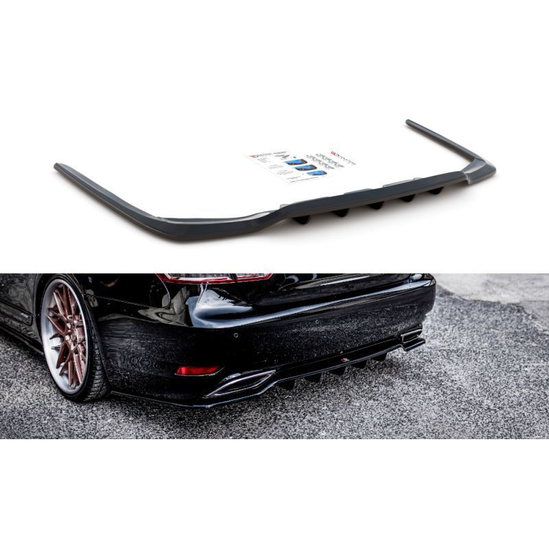 Maxton Central Rear Splitter (with vertical bars) Leuxs LS Mk4 Facelift Gloss Black, Lexus