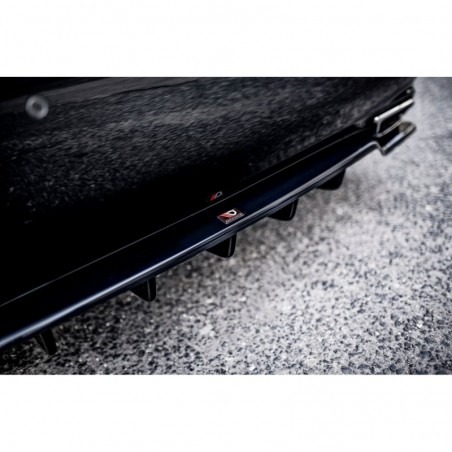 Maxton Central Rear Splitter (with vertical bars) Leuxs LS Mk4 Facelift Gloss Black, Lexus