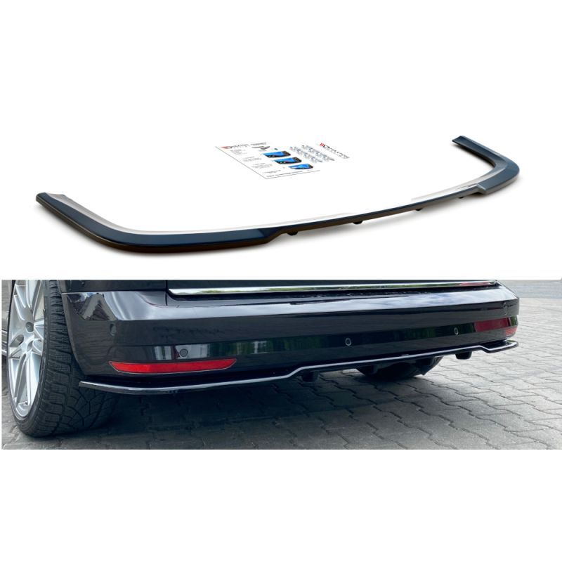 Maxton Central Rear Splitter (with vertical bars) Volkswagen Caddy Mk. 4 Gloss Black, Caddy
