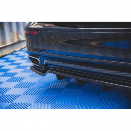 Maxton Central Rear Splitter (with vertical bars) Volvo S60/V60 R-Design Mk3 Gloss Black, MAXTON DESIGN