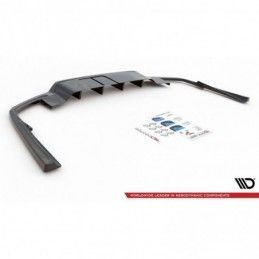 Maxton Central Rear Splitter (with vertical bars) Volvo S60/V60 R-Design Mk3 Gloss Black, MAXTON DESIGN