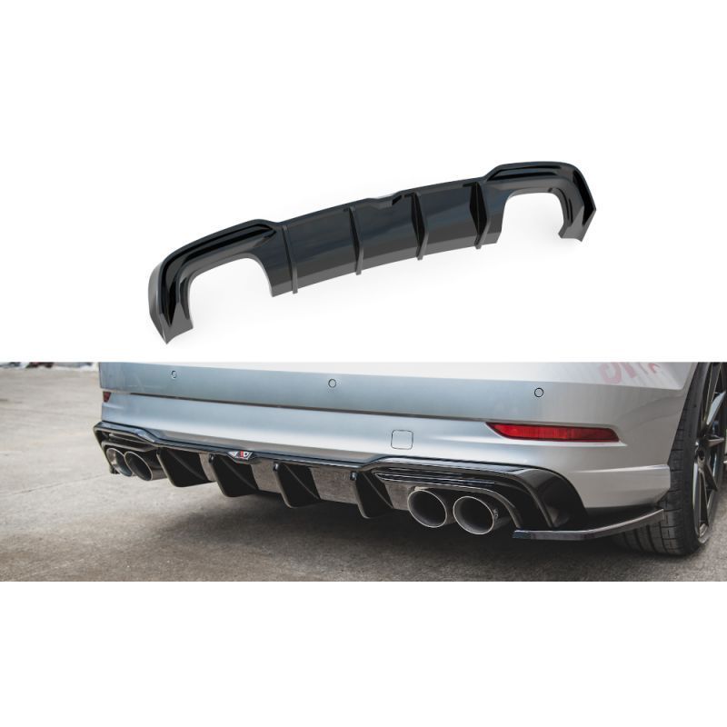 Maxton Rear Valance Audi S3 Sedan 8V Facelift Gloss Black, A3/S3/RS3 8V