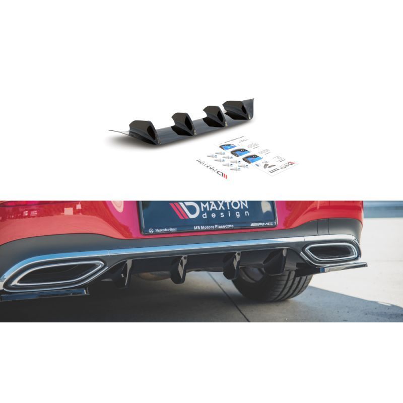 Maxton Rear Valance Mercedes-Benz CLA Shooting Brake AMG-Line X118 Gloss Black, MERCEDES