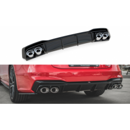 tuning Rear Valance + Exhaust Ends Imitation Audi A7 C8 S-Line Gloss Black Chrome