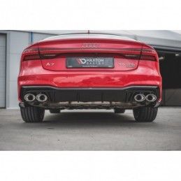 Maxton Rear Valance + Exhaust Ends Imitation Audi A7 C8 S-Line Gloss Black \ Chrome, A7/ S7 / RS7 - C8