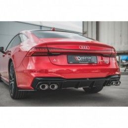 Maxton Rear Valance + Exhaust Ends Imitation Audi A7 C8 S-Line Gloss Black \ Chrome, A7/ S7 / RS7 - C8