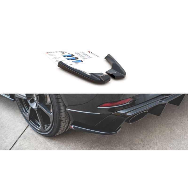 Maxton Rear Side Splitters V.2 Audi RS3 8V Sportback Facelift Gloss Black, A3/S3/RS3 8V