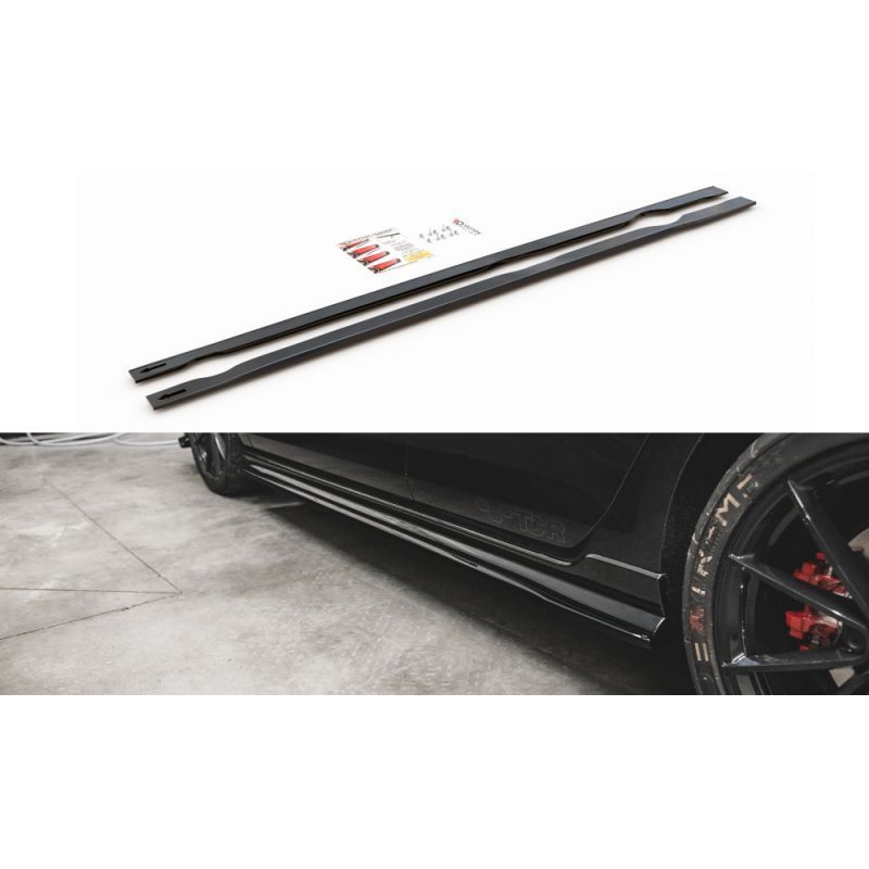 Maxton Side Skirts Diffusers VW Golf 7 GTI TCR Gloss Black, Golf 7