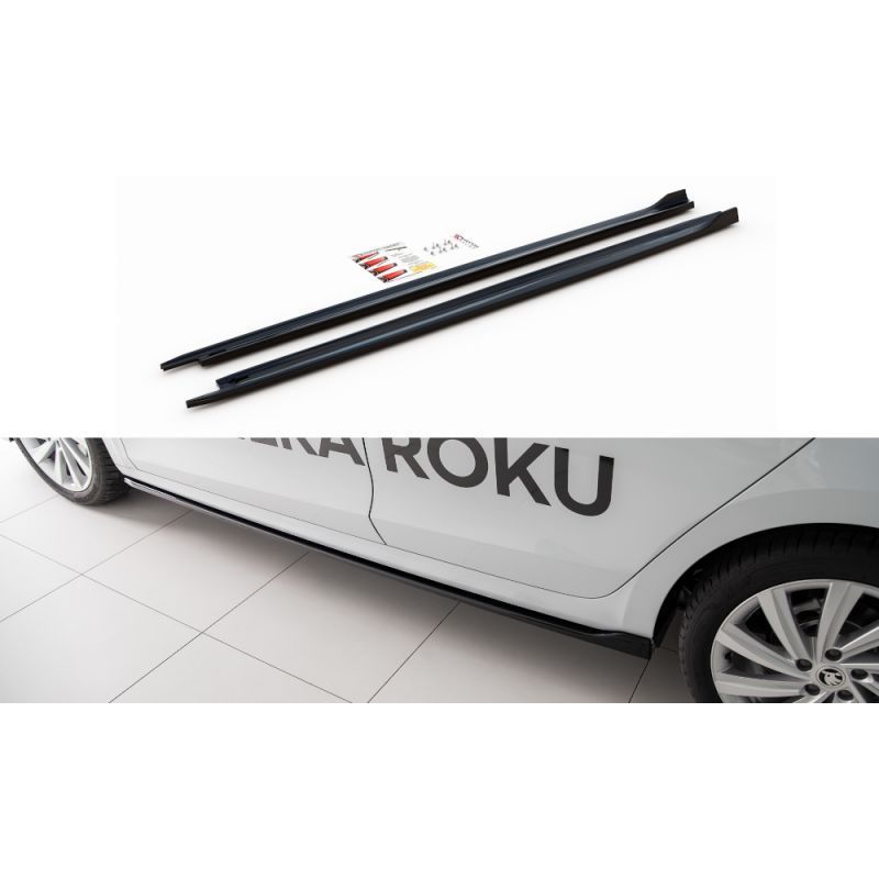 Maxton Side Skirts Diffusers V.1 Skoda Octavia Mk4 Gloss Black, SKODA