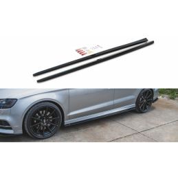 Maxton Side Skirts Diffusers V.2 Audi S3 / A3 S-Line Sedan 8V Facelift Gloss Black, A3/S3/RS3 8V