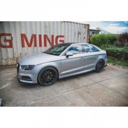 Maxton Side Skirts Diffusers V.2 Audi S3 / A3 S-Line Sedan 8V Facelift Gloss Black, A3/S3/RS3 8V