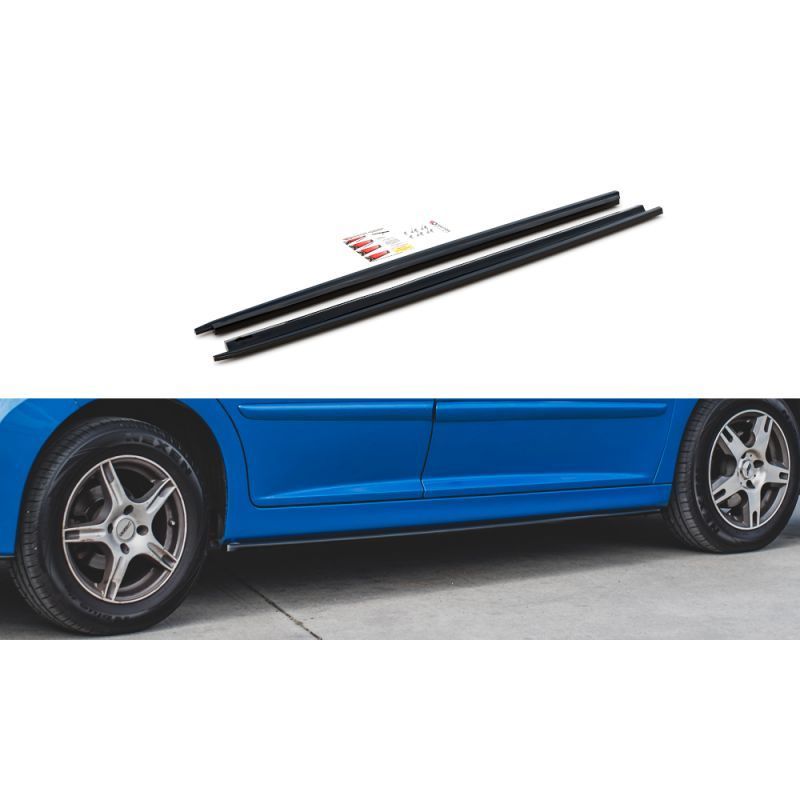 Maxton Side Skirts Diffusers Peugeot 207 Sport Gloss Black, 207