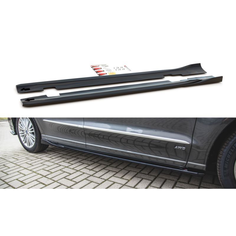 Maxton Side Skirts Diffusers Ford S-Max Mk2 Facelift Gloss Black, FORD