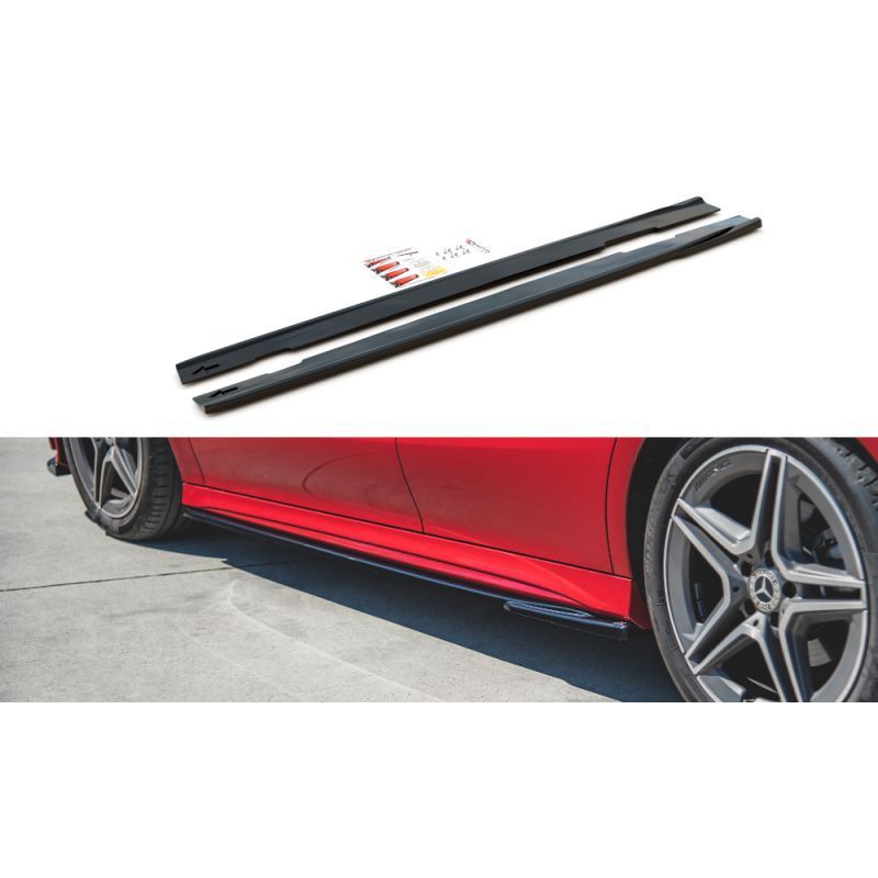 Maxton Side Skirts Diffusers Mercedes-Benz CLA AMG-Line C118 Gloss Black, MERCEDES