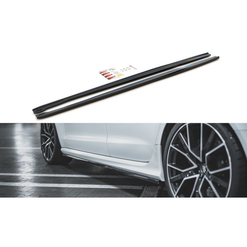 Maxton Side Skirts Diffusers V.2 Audi RS6 C7 Gloss Black, MAXTON DESIGN