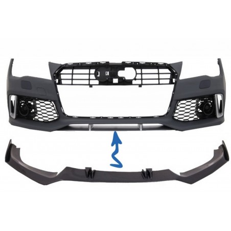 Front Bumper Add-On Spoiler Lip suitable for AUDI A7 RS7 4G (2010-2018) Real Carbon, A7/ S7 / RS7 - C7