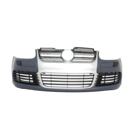 Front Bumper suitable for VW Golf V 5 (2003-2007) Jetta (2005-2010) R32 Look Brushed Aluminium Look Grille, VOLKSWAGEN